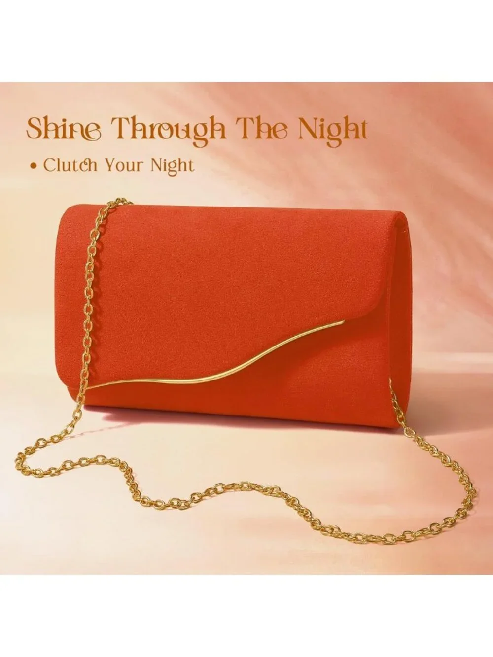 Chic Suede Evening Clutch Bag with Detachable Chain for Weddings & Parties